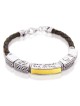 Shema Yisrael: Leather, Gold and Silver Unisex Bracelet with Star of D