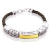 Shema Yisrael: Leather, Gold and Silver Unisex Bracelet with Star of D