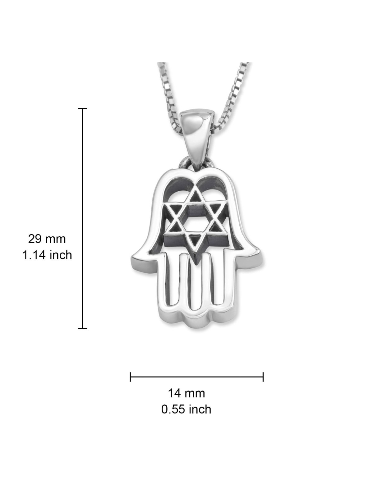 Sterling Silver Hamsa Necklace With Star of David