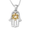 Sterling Silver Hamsa Necklace With Star of David