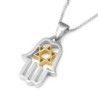 Sterling Silver Hamsa Necklace With Star of David