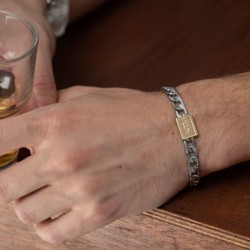 Men's Stainless Steel Chain Bracelet with Gold-Plated Hineni Pendant