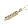14K Gold and Ruby Stones Filigree Mezuzah Pendant Necklace