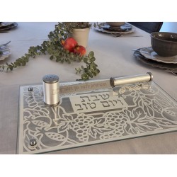 Dorit Judaica Tempered Glass ChallahCandlestick Tr... | Challah Boards