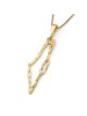 14K Yellow Gold Hammered Outline Map of Israel Pendant