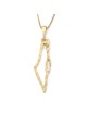 14K Yellow Gold Hammered Outline Map of Israel Pendant