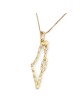 14K Yellow Gold Hammered Outline Map of Israel Pendant