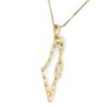 14K Yellow Gold Hammered Outline Map of Israel Pendant