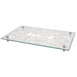 Dorit Judaica Tempered Glass ChallahCandlestick Tr... | Challah Boards