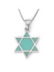 Sterling Silver Star of David Pendant Necklace with Turquoise Stone