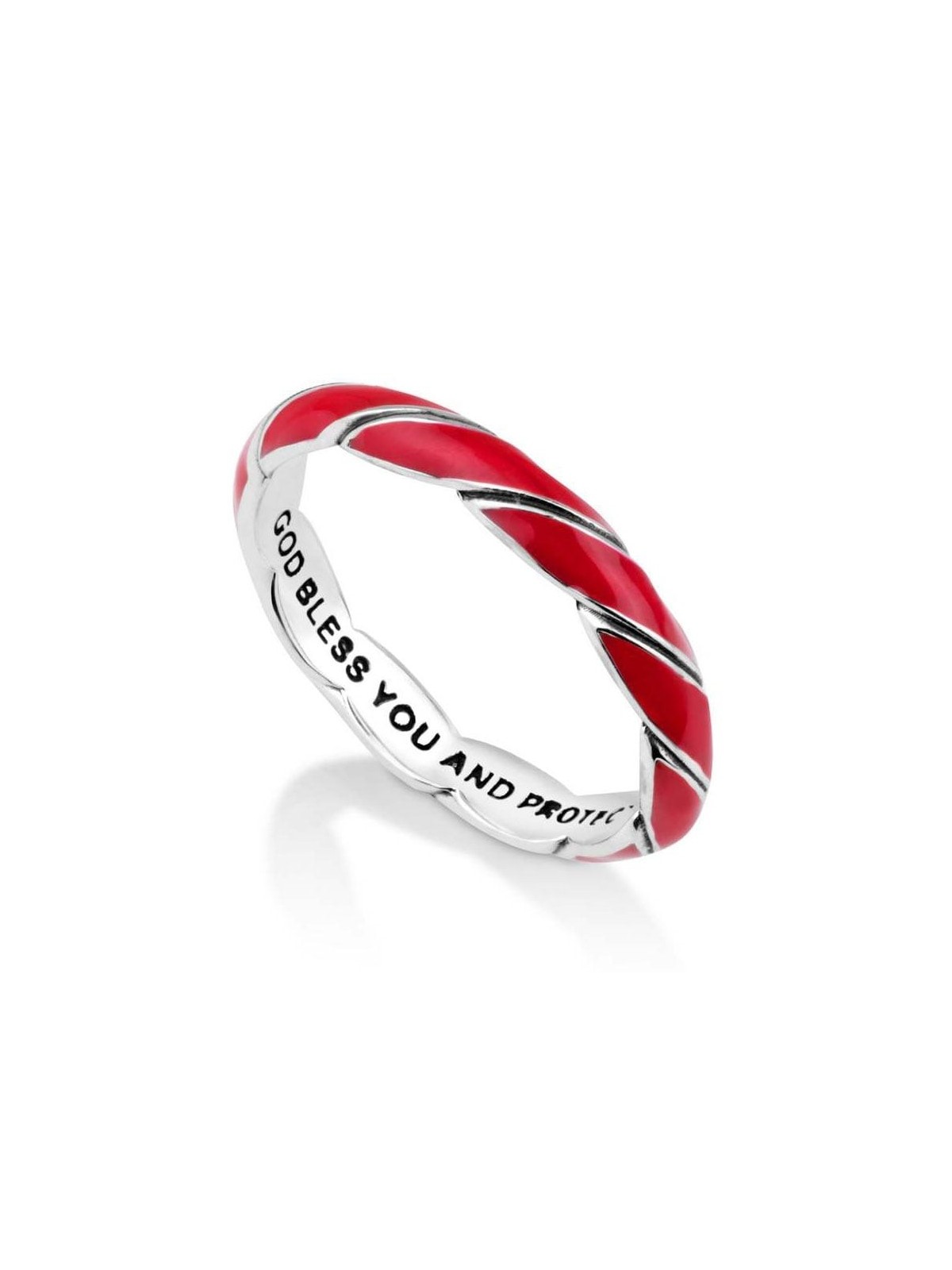 Sterling Silver and Red Enamel Kabbalah Ring With Priestly Blessing
