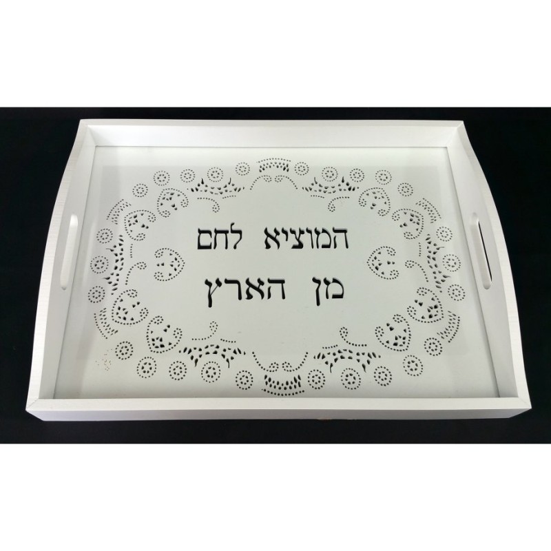 White Lacy design Challah Board | Challah Boards