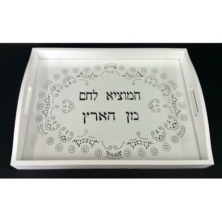 White Lacy design Challah Board | Challah Boards