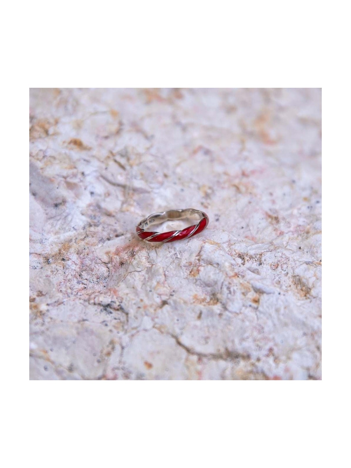 Sterling Silver and Red Enamel Kabbalah Ring With Priestly Blessing