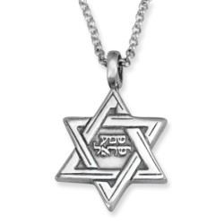 925 Sterling Silver Star of David Pendant Necklace with Microfilm Book