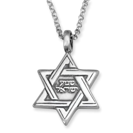 925 Sterling Silver Star of David Pendant Necklace with Microfilm Book