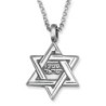 925 Sterling Silver Star of David Pendant Necklace with Microfilm Book