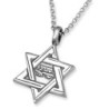 925 Sterling Silver Star of David Pendant Necklace with Microfilm Book