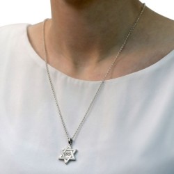 925 Sterling Silver Star of David Pendant Necklace with Microfilm Book