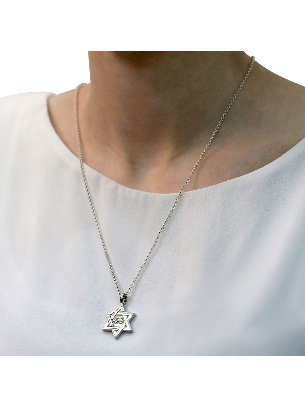 925 Sterling Silver Star of David Pendant Necklace with Microfilm Book