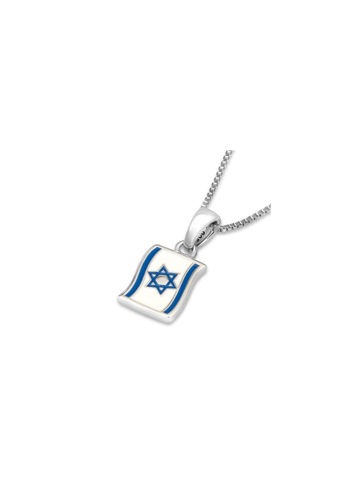 Sterling Silver Am Yisrael Chai Israeli Flag Pendant Necklace