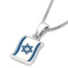 Sterling Silver Am Yisrael Chai Israeli Flag Pendant Necklace