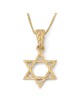 14K Gold Star of David Pendant with Etched Root Design