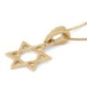 14K Gold Star of David Pendant with Etched Root Design