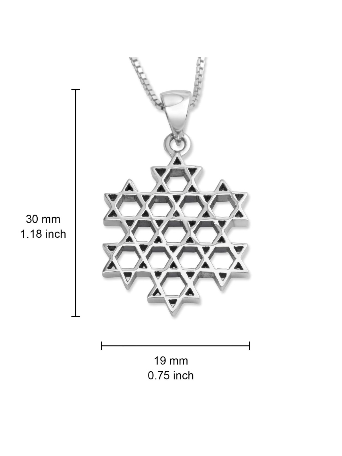 שרשרת תליון מגני דוד מכסף סטרלינג - כוכב מורכב