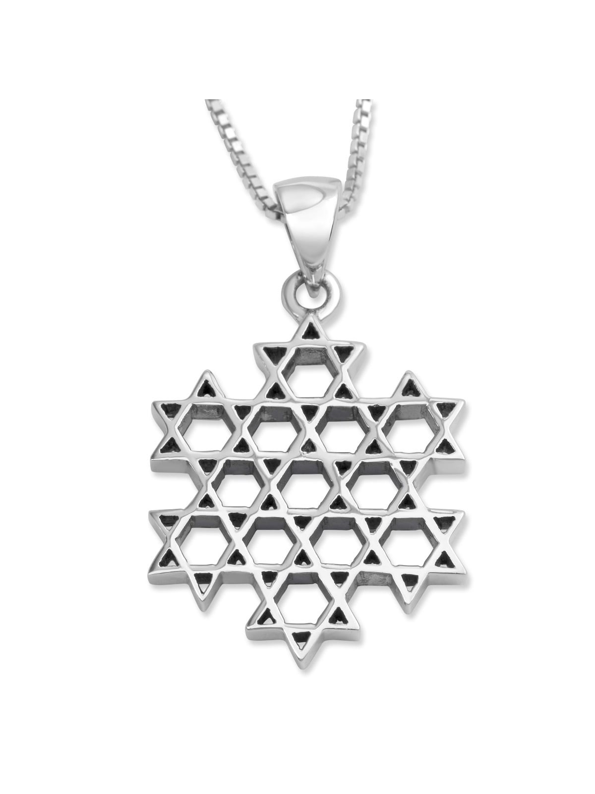 שרשרת תליון מגני דוד מכסף סטרלינג - כוכב מורכב