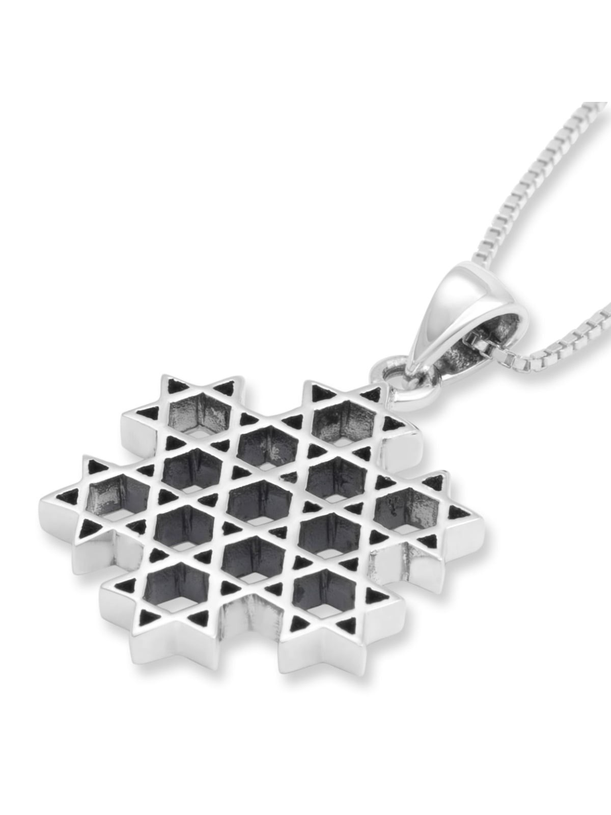 Collier pendentif étoiles de David en argent sterling - Étoile composée