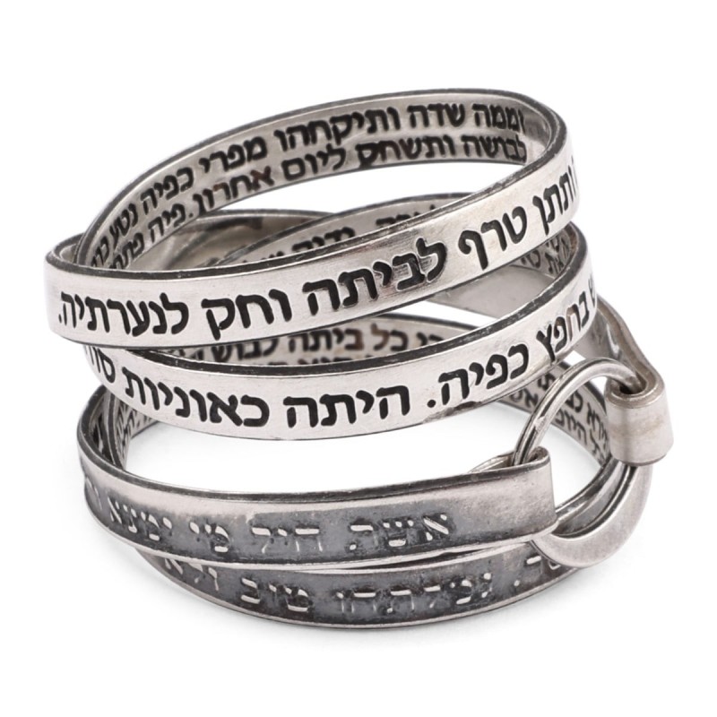 Bague enveloppante femme de valeur en argent sterling 925 obscurcie (Proverbes 31 : 10-31)