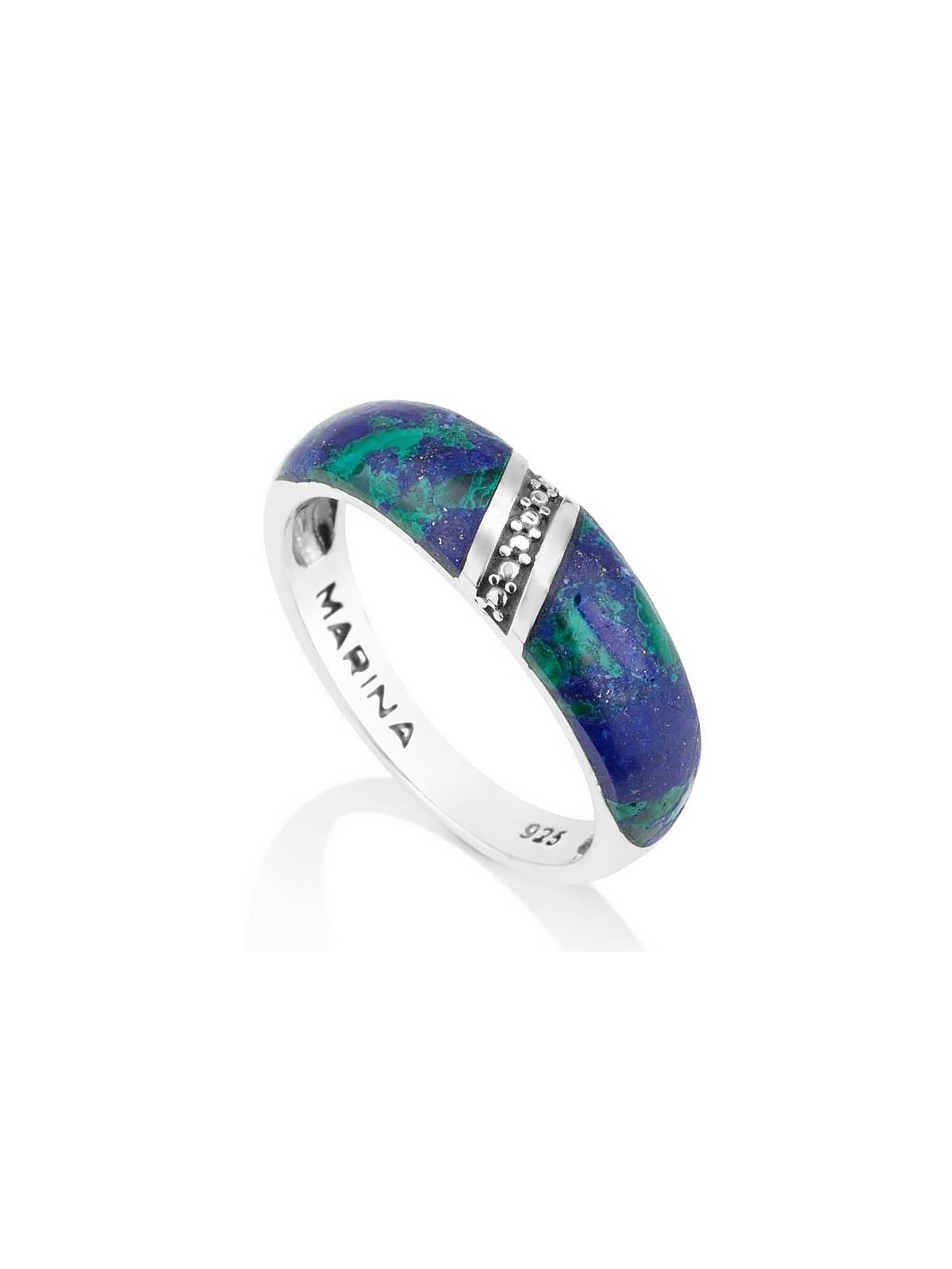 Bague en argent sterling et pierre d'Eilat avec motif de diamant incliné par Mari
