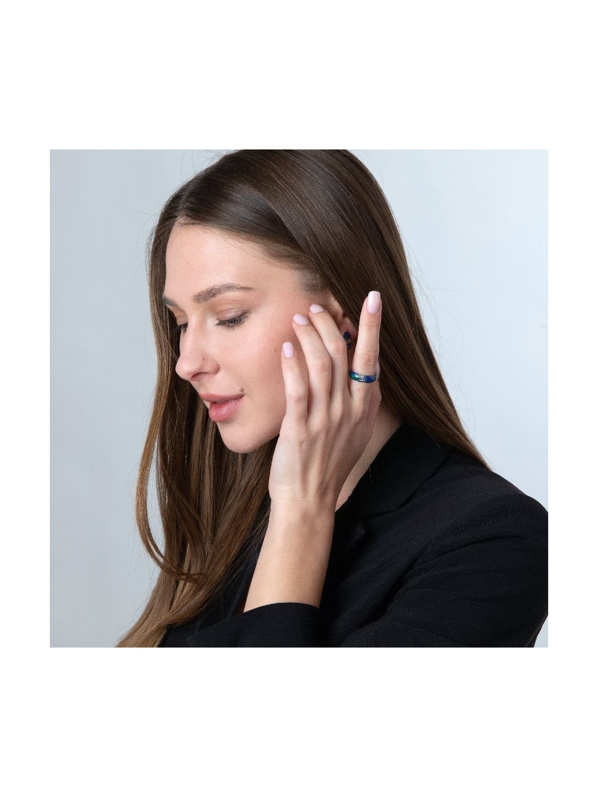 Bague en argent sterling et pierre d'Eilat avec motif de diamant incliné par Mari