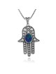 Collier Hamsa en argent sterling et pierre d'Eilat avec motif à bulles