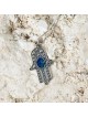 Collier Hamsa en argent sterling et pierre d'Eilat avec motif à bulles