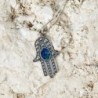 Sterling Silver and Eilat Stone Hamsa Necklace With Bubble Design