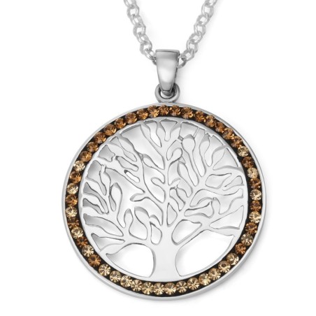 Sterling Silver Tree of Life Necklace with Zircon Stones (Choice of Co