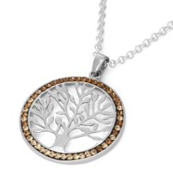 Sterling Silver Tree of Life Necklace with Zircon Stones (Choice of Co