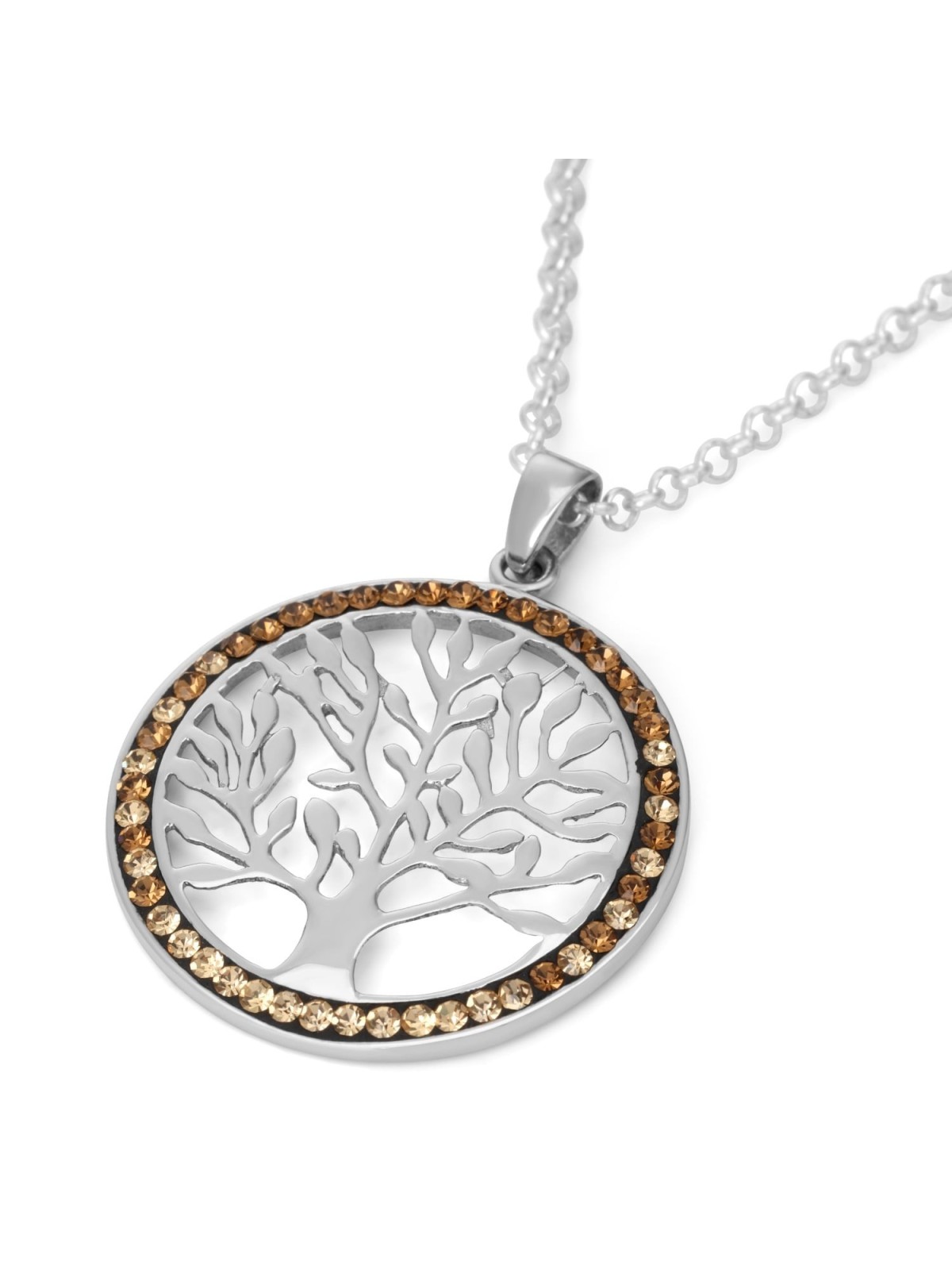 Collier Arbre de Vie en Argent Sterling avec Pierres de Zircon (Choix de Co