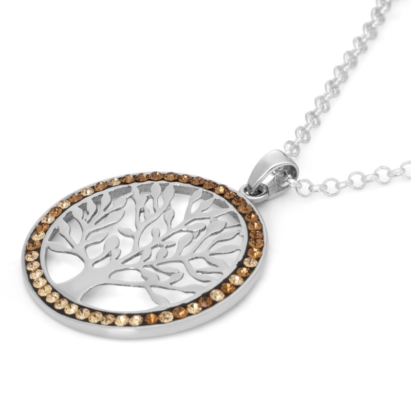 Collier Arbre de Vie en Argent Sterling avec Pierres de Zircon (Choix de Co