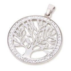 Sterling Silver Tree of Life Necklace with Zircon Stones (Choice of Co