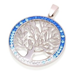 Sterling Silver Tree of Life Necklace with Zircon Stones (Choice of Co