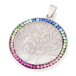 Sterling Silver Tree of Life Necklace with Zircon Stones (Choice of Co