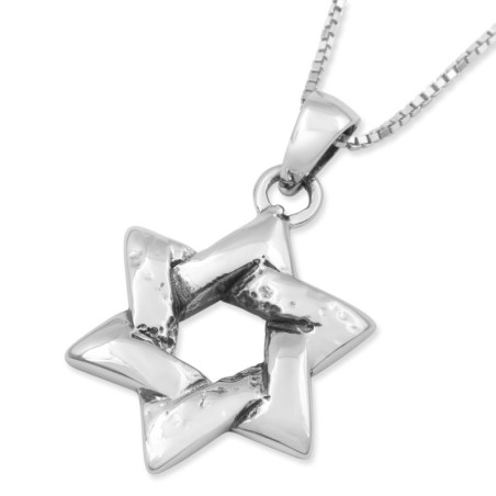 Sterling Silver Interlocking Star of David Necklace