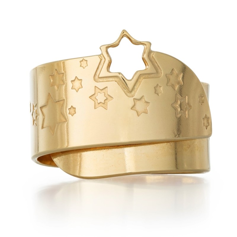 Handcrafted Adjustable Unisex Star of David Ring with Priestly Blessin