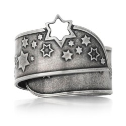 Handcrafted Adjustable Unisex Star of David Ring with Priestly Blessin
