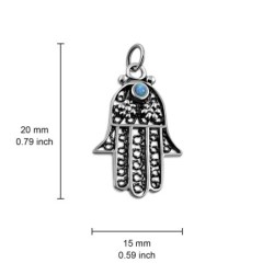 Sterling Silver Filigree Hamsa Necklace with Opal Stone