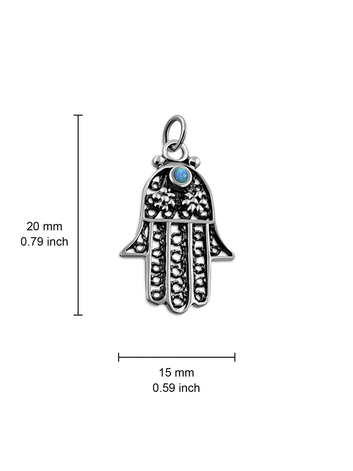 Collier Hamsa en filigrane en argent sterling avec pierre opale
