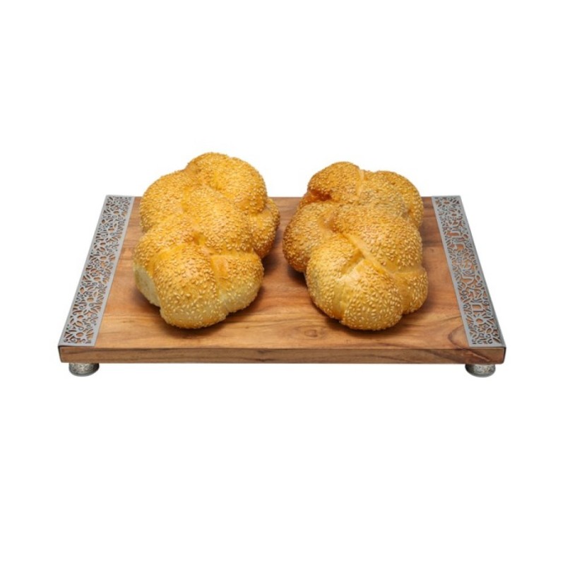 Yair Emanuel Grained Wood Challah Board with Decor... | Challah Boards
